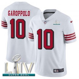 49ers #10 Jimmy Garoppolo White Super Bowl LIV 2020 Rush Men's Stitched NFL Vapor Untouchable Limited Jersey