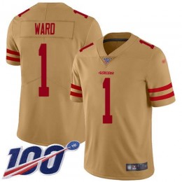 49ers #1 Jimmie Ward Gold Men's Stitched NFL Limited Inverted Legend 100th Season Jersey