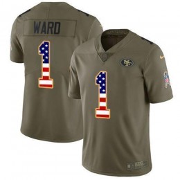 49ers #1 Jimmie Ward Olive/USA Flag Men's Stitched NFL Limited 2017 Salute To Service Jersey