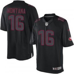 49ers #16 Joe Montana Black Men's Stitched NFL Impact Limited Jersey