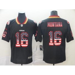 49ers #16 Joe Montana Black Men's Stitched NFL Limited Rush USA Flag Jersey