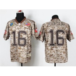 49ers #16 Joe Montana Camo Men's Stitched NFL New Elite USMC Jersey