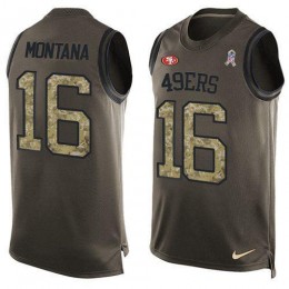 49ers #16 Joe Montana Green Men's Stitched NFL Limited Salute To Service Tank Top Jersey