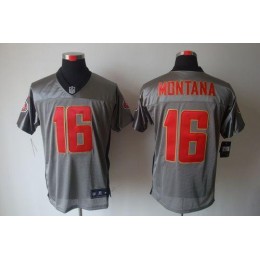 49ers #16 Joe Montana Grey Shadow Men's Stitched NFL Elite Jersey