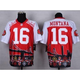 49ers #16 Joe Montana Red Men's Stitched NFL Elite Noble Fashion Jersey