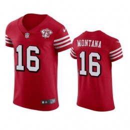49ers #16 Joe Montana Red Rush Men's 75th Anniversary Stitched NFL Vapor Untouchable Elite Jersey
