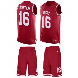 49ers #16 Joe Montana Red Team Color Men's Stitched NFL Limited Tank Top Suit Jersey
