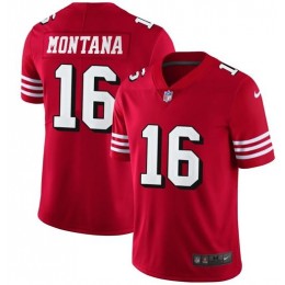 49ers #16 Joe Montana Red Team Color Men's Stitched NFL Vapor Untouchable Limited II Jersey