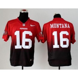 49ers #16 Joe Montana Red/Black Men's Stitched NFL Elite Fadeaway Fashion Jersey