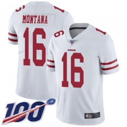 49ers #16 Joe Montana White Men's Stitched NFL 100th Season Vapor Limited Jersey