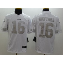 49ers #16 Joe Montana White Men's Stitched NFL Limited Platinum Jersey