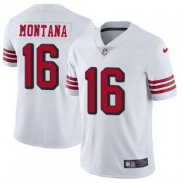 49ers #16 Joe Montana White Rush Men's Stitched NFL Vapor Untouchable Limited Jersey