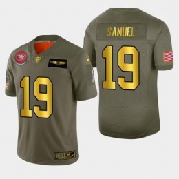 49ers #19 Deebo Samuel Men's Olive Gold 2019 Salute To Service NFL 100 Limited Jersey