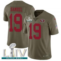 49ers #19 Deebo Samuel Olive Super Bowl LIV 2020 Men's Stitched NFL Limited 2017 Salute To Service Jersey