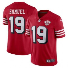 49ers #19 Deebo Samuel Red Rush Men's 75th Anniversary Stitched NFL Vapor Untouchable Limited Jersey