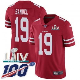 49ers #19 Deebo Samuel Red Super Bowl LIV 2020 Team Color Men's Stitched NFL 100th Season Vapor Limited Jersey