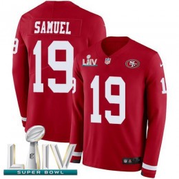 49ers #19 Deebo Samuel Red Super Bowl LIV 2020 Team Color Men's Stitched NFL Limited Therma Long Sleeve Jersey