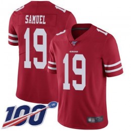 49ers #19 Deebo Samuel Red Team Color Men's Stitched NFL 100th Season Vapor Limited Jersey