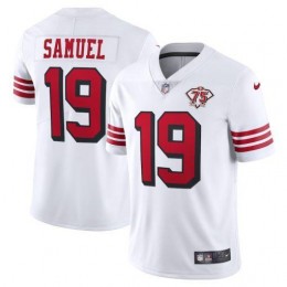 49ers #19 Deebo Samuel White Rush Men's 75th Anniversary Stitched NFL Vapor Untouchable Limited Jersey