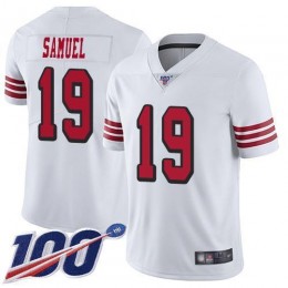 49ers #19 Deebo Samuel White Rush Men's Stitched NFL Limited 100th Season Jersey
