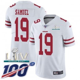 49ers #19 Deebo Samuel White Super Bowl LIV 2020 Men's Stitched NFL 100th Season Vapor Limited Jersey