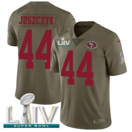 49ers #44 Kyle Juszczyk Olive Super Bowl LIV 2020 Men's Stitched NFL Limited 2017 Salute To Service Jersey