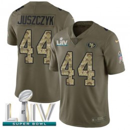 49ers #44 Kyle Juszczyk Olive/Camo Super Bowl LIV 2020 Men's Stitched NFL Limited 2017 Salute To Service Jersey