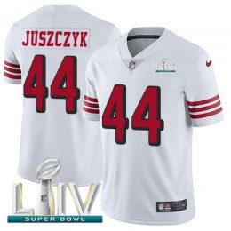 49ers #44 Kyle Juszczyk White Super Bowl LIV 2020 Rush Men's Stitched NFL Vapor Untouchable Limited Jersey
