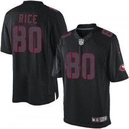 49ers #80 Jerry Rice Black Men's Stitched NFL Impact Limited Jersey
