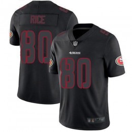 49ers #80 Jerry Rice Black Men's Stitched NFL Limited Rush Impact Jersey