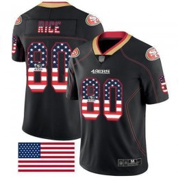 49ers #80 Jerry Rice Black Men's Stitched NFL Limited Rush USA Flag Jersey
