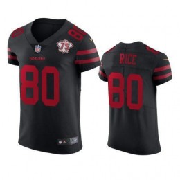 49ers #80 Jerry Rice Black Alternate Men's 75th Anniversary Stitched NFL Vapor Untouchable Elite Jersey