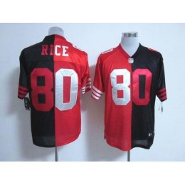 49ers #80 Jerry Rice Black/Red Men's Stitched NFL Elite Split Jersey