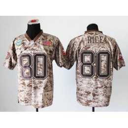 49ers #80 Jerry Rice Camo Men's Stitched NFL New Elite USMC Jersey