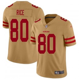 49ers #80 Jerry Rice Gold Men's Stitched NFL Limited Inverted Legend Jersey