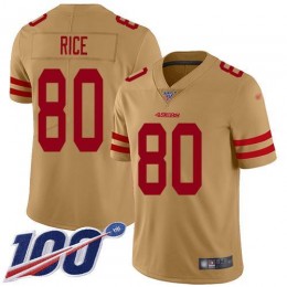 49ers #80 Jerry Rice Gold Men's Stitched NFL Limited Inverted Legend 100th Season Jersey