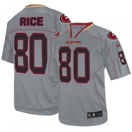 49ers #80 Jerry Rice Lights Out Grey Men's Stitched NFL Elite Jersey