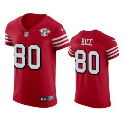 49ers #80 Jerry Rice Red Rush Men's 75th Anniversary Stitched NFL Vapor Untouchable Elite Jersey