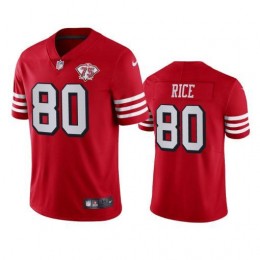 49ers #80 Jerry Rice Red Rush Men's 75th Anniversary Stitched NFL Vapor Untouchable Limited Jersey