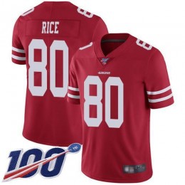 49ers #80 Jerry Rice Red Team Color Men's Stitched NFL 100th Season Vapor Limited Jersey