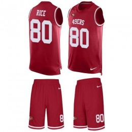 49ers #80 Jerry Rice Red Team Color Men's Stitched NFL Limited Tank Top Suit Jersey