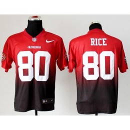 49ers #80 Jerry Rice Red/Black Men's Stitched NFL Elite Fadeaway Fashion Jersey
