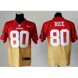 49ers #80 Jerry Rice Red/Gold Men's Stitched NFL Elite Fadeaway Fashion Jersey