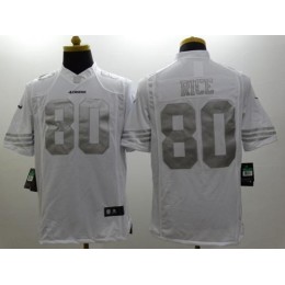49ers #80 Jerry Rice White Men's Stitched NFL Limited Platinum Jersey