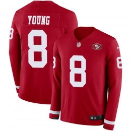 49ers #8 Steve Young Red Team Color Men's Stitched NFL Limited Therma Long Sleeve Jersey