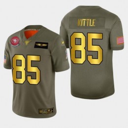 49ers #85 George Kittle Men's Olive Gold 2019 Salute To Service NFL 100 Limited Jersey