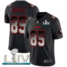 49ers #85 George Kittle Black Super Bowl LIV 2020 Men's Stitched NFL Vapor Untouchable Limited Smoke Fashion Jersey