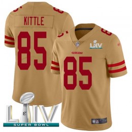 49ers #85 George Kittle Gold Super Bowl LIV 2020 Men's Stitched NFL Limited Inverted Legend Jersey