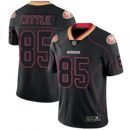 49ers #85 George Kittle Lights Out Black Men's Stitched NFL Limited Rush Jersey