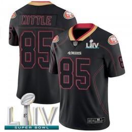49ers #85 George Kittle Lights Out Black Super Bowl LIV 2020 Men's Stitched NFL Limited Rush Jersey